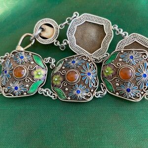 Rare Vintage circa 1920-1940 Chinese Export Sterling Silver Bracelet